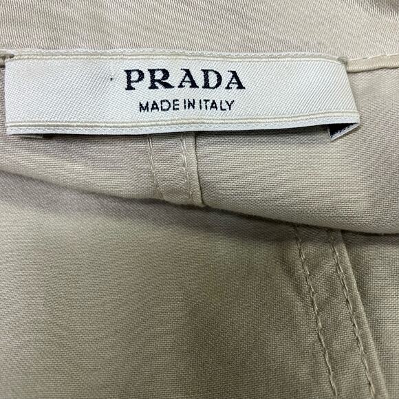 Prada Trench Coat Safari Jacket Sz 6 US Beige Cotton Lightweight Belted Auth. - Picture 7 of 16
